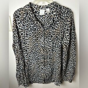 EMMA JAMES‎ 100% SILK BlouseTop Leopard Print Women’s 8  Career Sophisticated